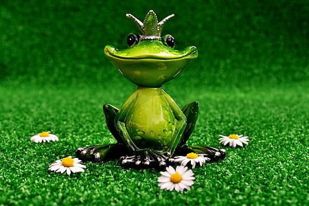жаба, фигура, жаба принц, ливада, декорация, Сладък, Смешно