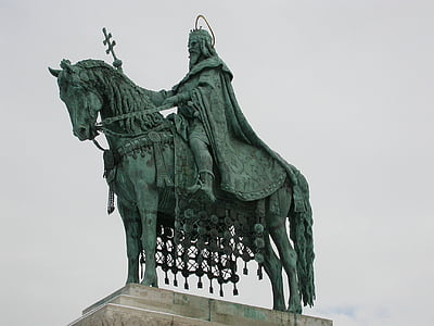 vua stephan hungary, lâu đài budapest, Budapest, bức tượng, kiến trúc, địa điểm nổi tiếng, tác phẩm điêu khắc