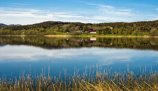 Brekstad, Trondheim, Noruega, norvey, Llac, paisatge