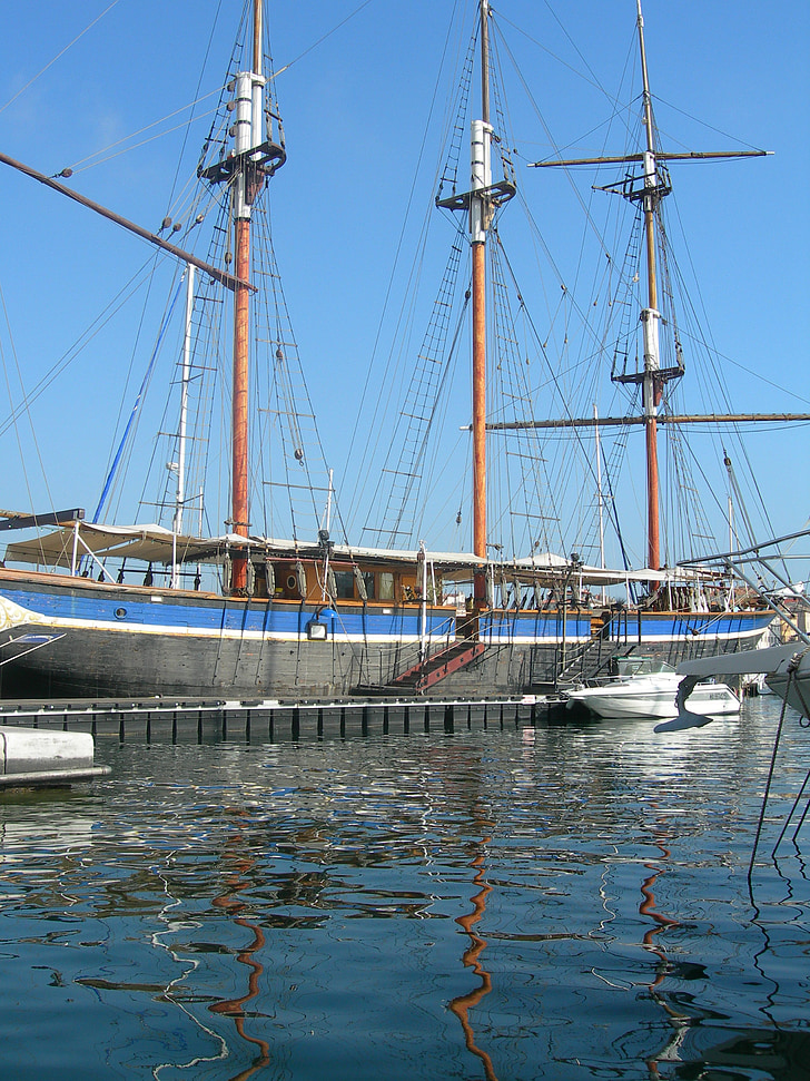 sailboat, marseille, port, three-masted, france, mediterranean, sailing the belem