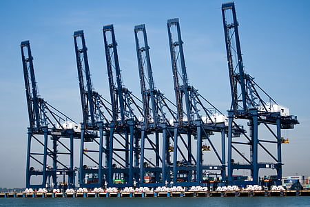 Felixstowe, cảng container, Port, cần cẩu, cần cẩu màu xanh, Waterside, kỹ thuật