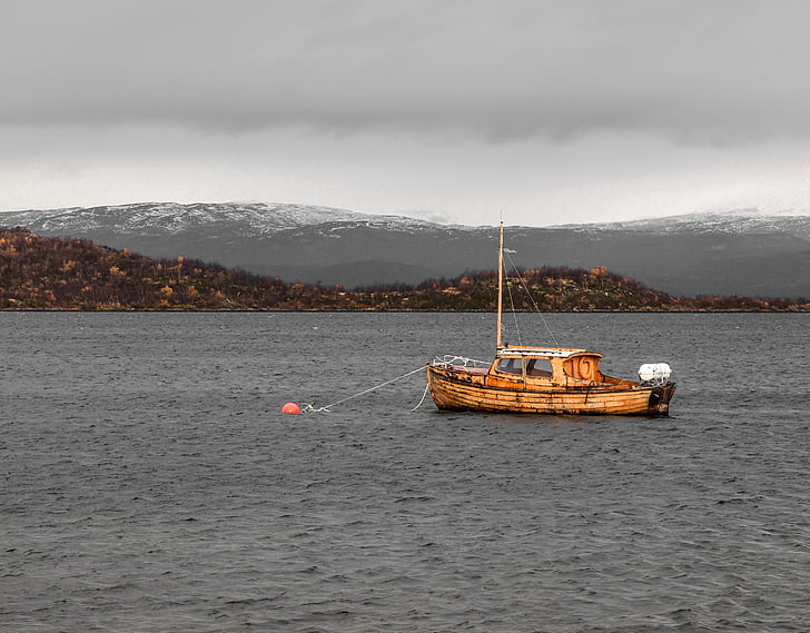 boat, lake, lapland, sweden