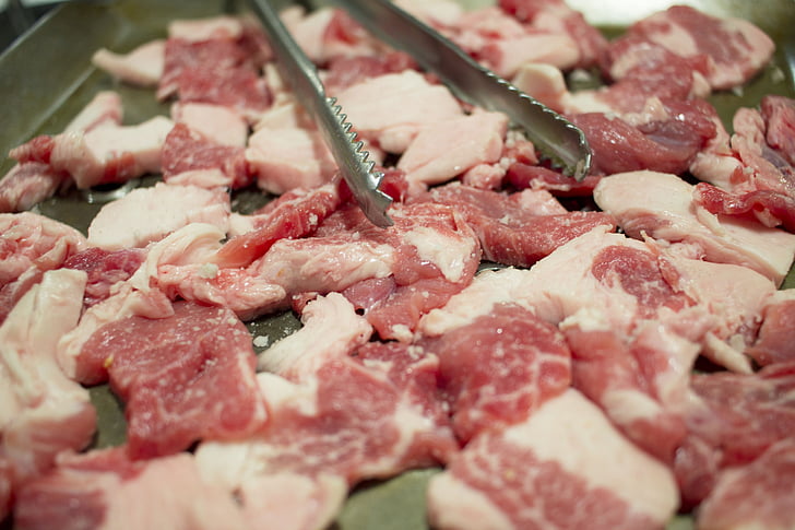varkensvlees, Gegrilde, vlees, teppan-yaki, terug van vlees, voedsel, rundvlees