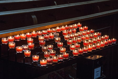 candles, church, prayer, place of pilgrimage, tea lights