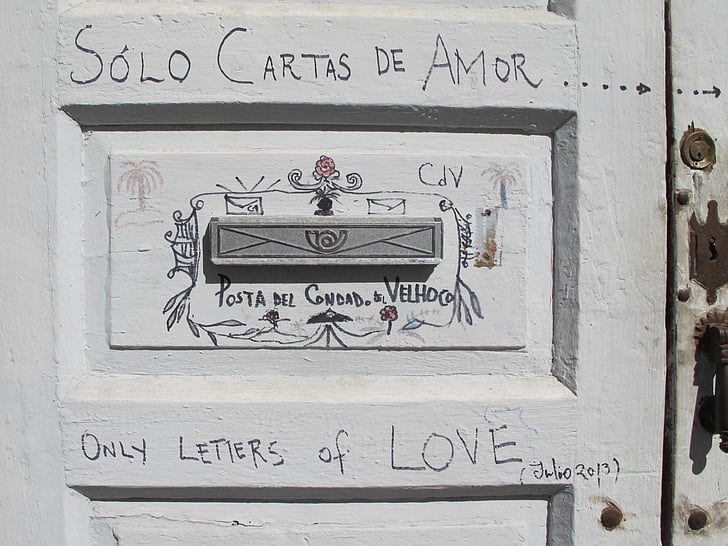mailbox, door, post, love letter, entrance door, home, front door
