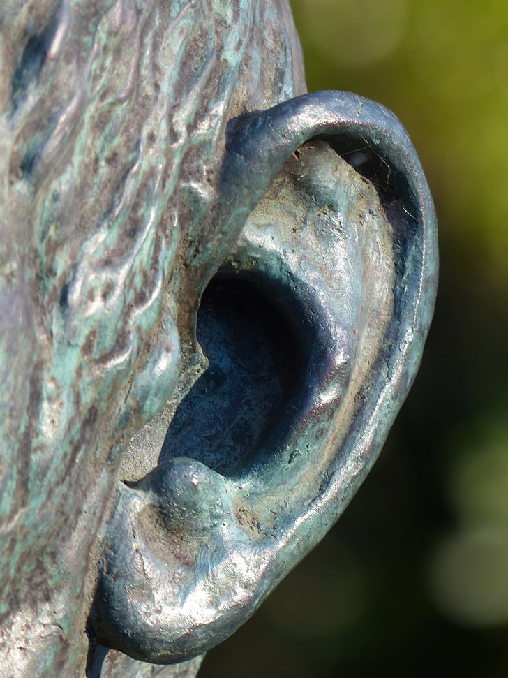 oreille, statue de, Figure, bronze, statue en bronze, vieux
