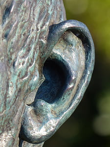 orella, estàtua, figura, bronze, Estàtua de bronze, vell