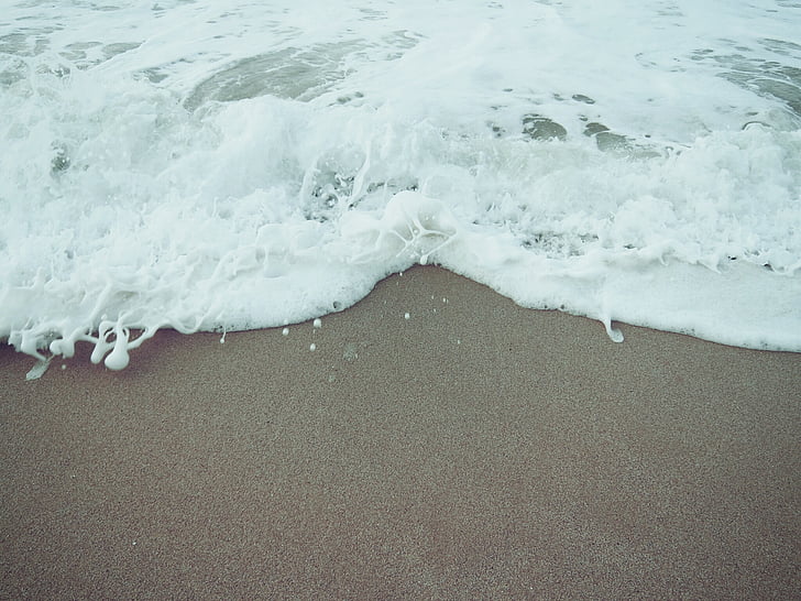 paplūdimys, smėlio, kranto, bangos, vandenyno, jūra, vandens