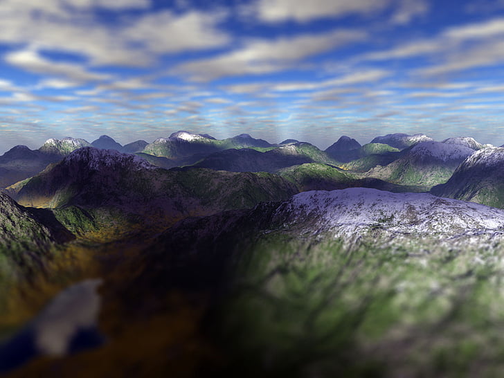 green, white, mountain, photo, day, time, cloud