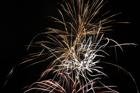 fireworks, new year's eve, sylvester, new year's day, pyrotechnics, night, shower of sparks