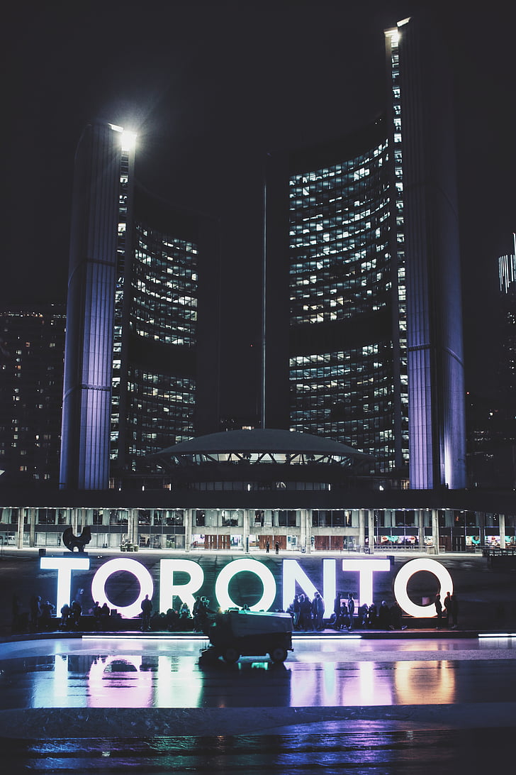 Toronto, pilsētas, pilsēta, gaismas, arhitektūra, ēka, biroja