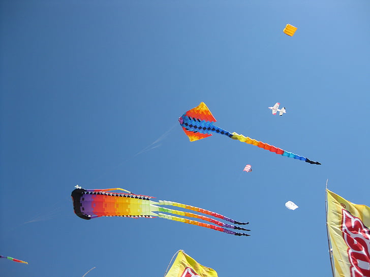 kites, flying, wind, playing, asian, chinese