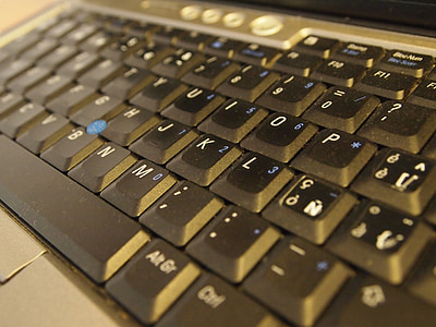 klávesnice, počítač, přenosný, klíče, elektronika