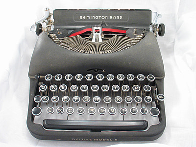màquina d'escriure, negre, vell, anyada, mobles, retro, màquina
