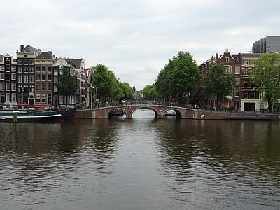 Amsterdam, Països Baixos, Holanda, Pont, l'aigua, riu