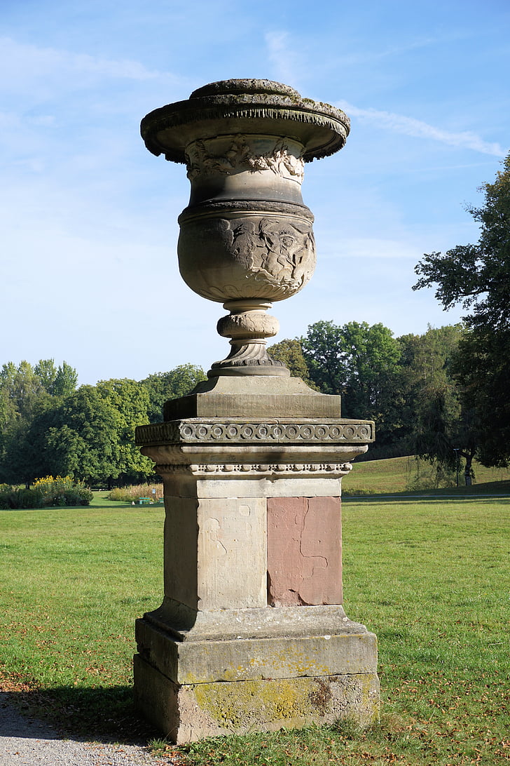 wilhelmsthal, park, vase, places of interest, castle park, garden, statue