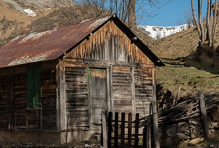 Pirineos, casa pequeña, vertiente, Chalet, Casa, estructura construida, arquitectura