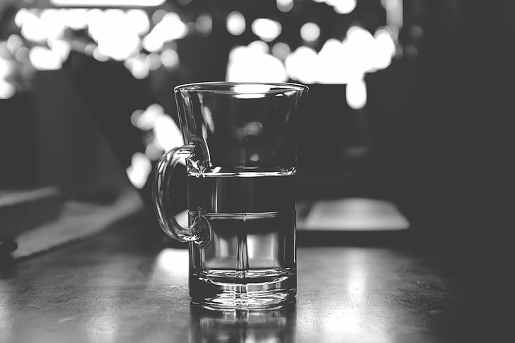 glass, black and white, table, coffee mug, breakfast, coffee break