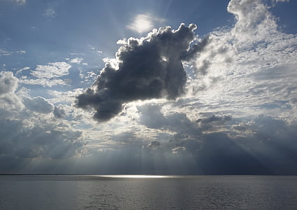debesų susidarymas, jūra, Sunbeam, kontrastas, Orai nuotaikos