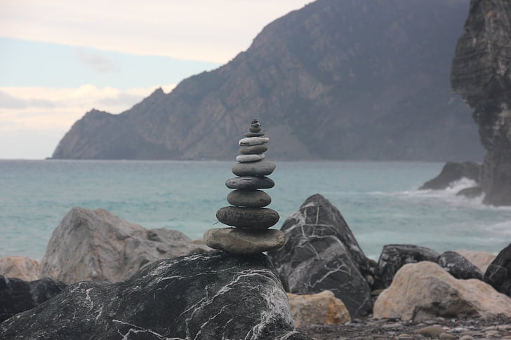 pedra, l'aigua, Itàlia, pedres, Mar, natura, equilibri