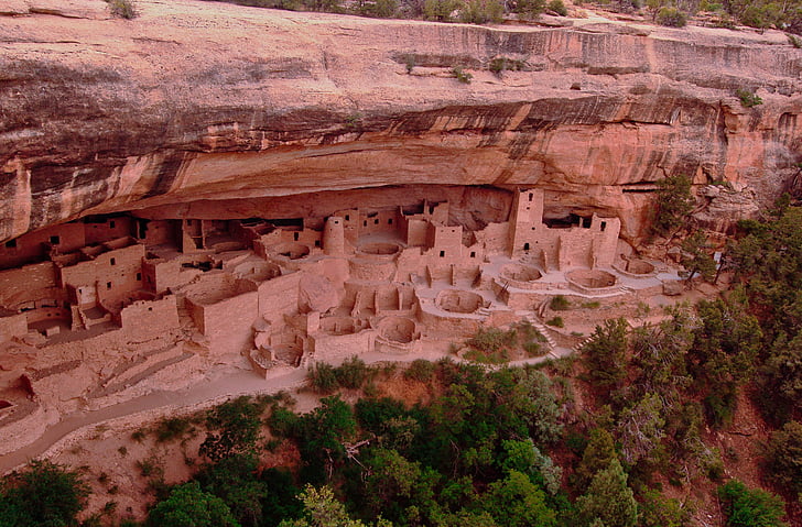 indienne, Pueblo, falaise, Ruines Anasazi, habitation de falaise, Anasazi, North American Culture tribale