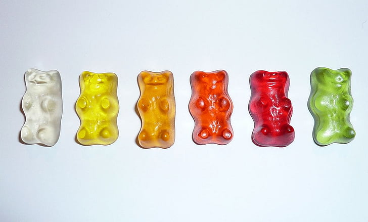 έξι, gummie, αρκούδες, τροφίμων, Gummi αρκούδες, κόμμι φρούτων, γλυκύτητα