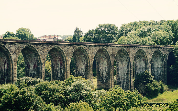 ponte, estrada de ferro, país de Gales, transporte, viagens, arquitetura, Trem