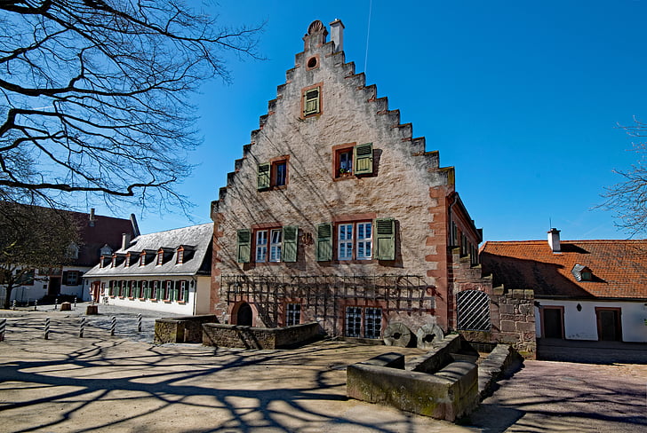 Seligenstadt, Hesse, Německo, klášter, staré město, víra, náboženství