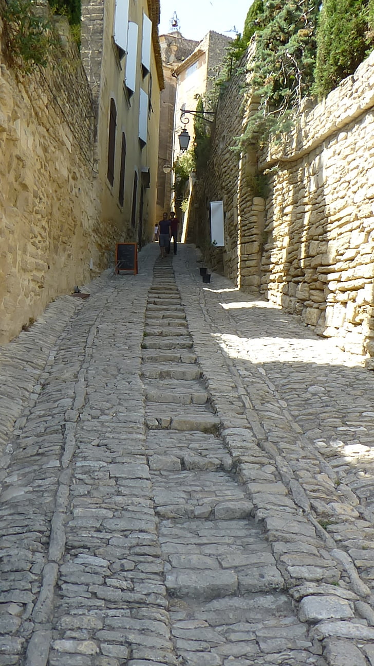 stenlagd gata, Provence, södra, Street, kullersten, arkitektur, Europa
