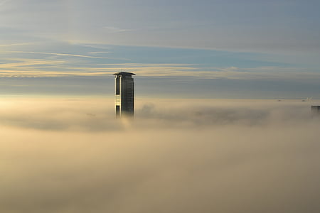 edificio, Torre, alto de la subida, rascacielos, arquitectura, sobre las nubes, cielo