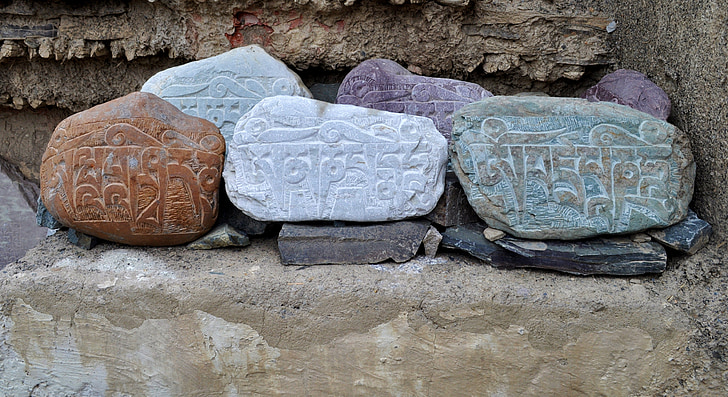 stones, ladakh, india, religion, culture, buddhist, asia