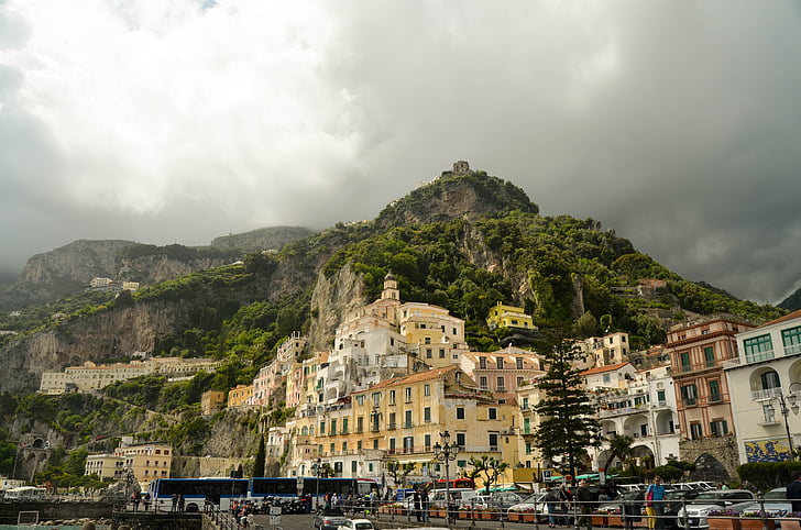Amalfi, Italia, ciudad, paisaje, paz