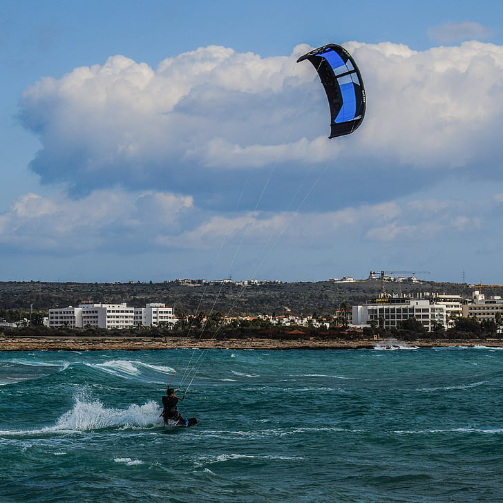 kitesurfing, idrott, surfing, Extreme, havet, vind, kite boarding