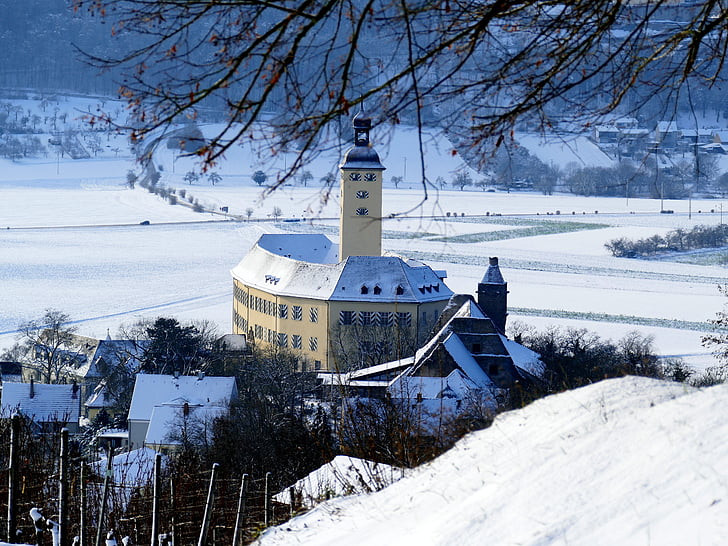 Château, Gundel maison, hiver, neige
