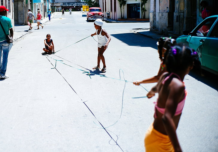 street, road, alley, people, kids, child, playing