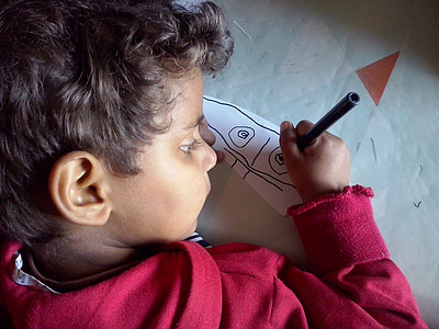 barn, ritning, Pencil