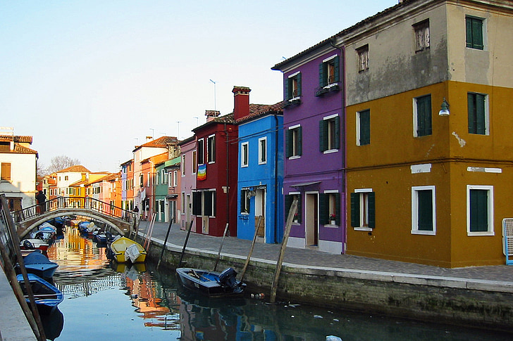 gondoles, Venise, maisons, Italie, lagon, Gondoliers
