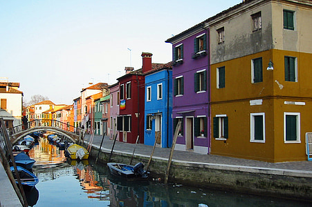 gondole, Benetke, hiše, Italija, laguno, gondoljerji