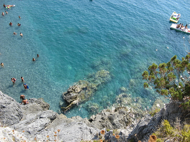 Calabria, San nicola arcella, mer, été, plage, Dim, baigneurs