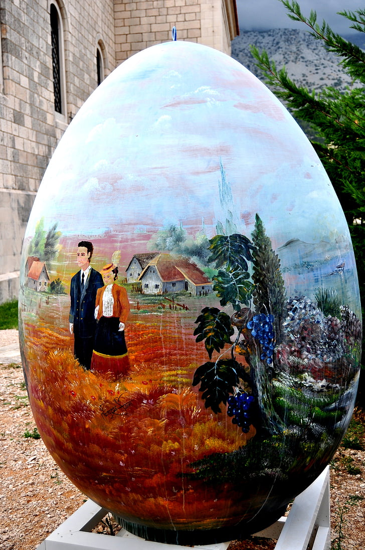 Veľkonočné vajíčko, veľké, maľované, Orebić, Chorvátsko, Veľkonočné, Dovolenka