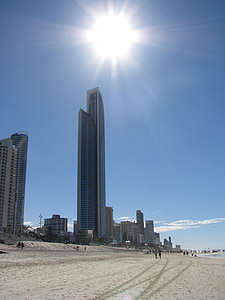 海滩, 布里斯班, 澳大利亚, 太阳