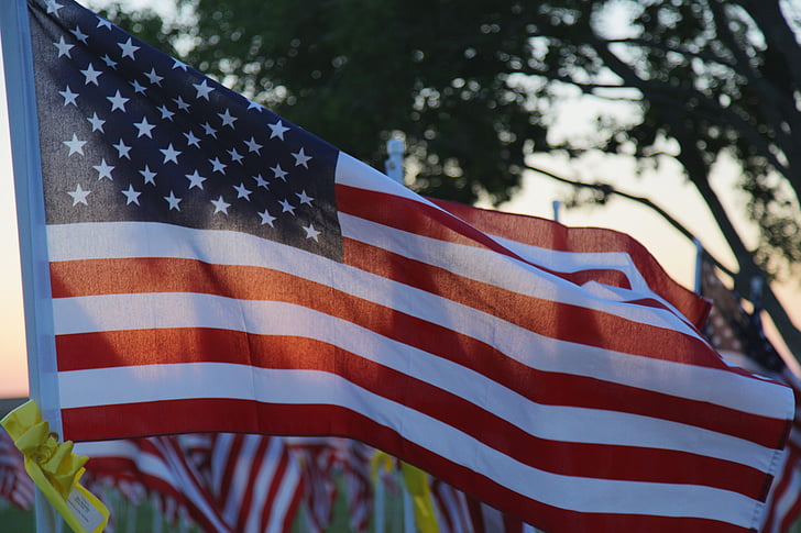 Minnedag, flagg, USA, Amerika, rød hvit blå, patriotiske, uavhengighet