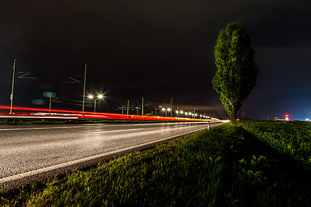 Road, liikenne, Tracer, yö, valot, valaistus, pitkän altistuksen