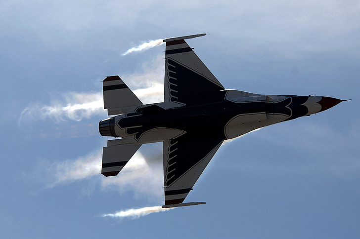 Jet, vojenské, výkon, Air show, Thunderbirds, uhle 360 stupňov, lietadlá