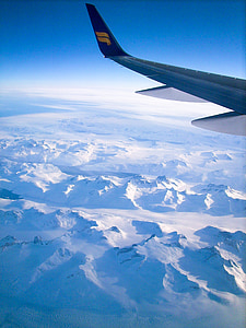 máy bay, máy bay, cánh, băng, tuyết, tảng băng trôi, mùa đông