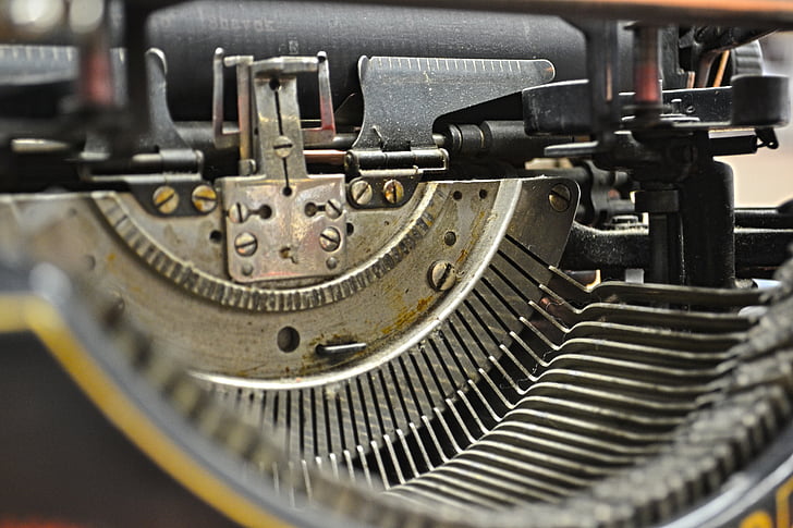 màquina d'escriure, claus, Steampunk, metall, vell, retro, mobles