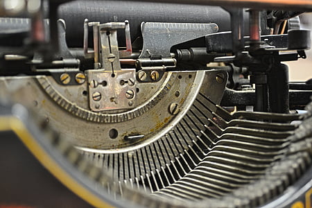 írógép, kulcsok, Steampunk, fém, régi, retro, antik
