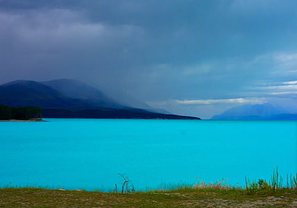 Új-Zéland, pukaki tó, hegyek, víz, tó, táj, vadonban