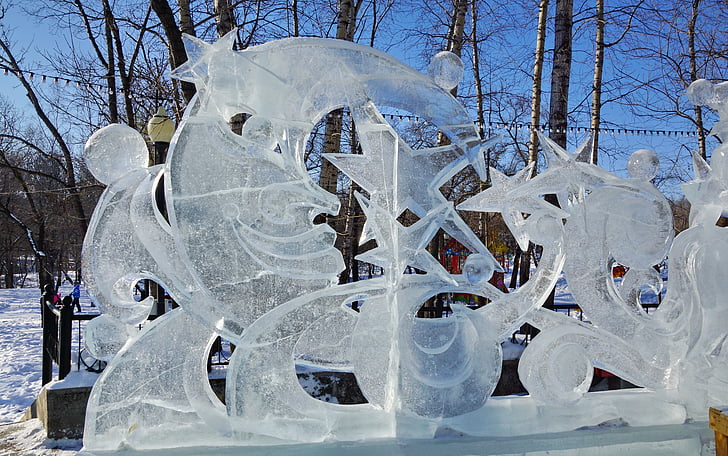 figure del ghiaccio, Parco della città, inverno, Russia, freddo, Parco, albero di Natale