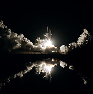 donker, nacht, rook, ruimteschip, lancering, NASA, wetenschap